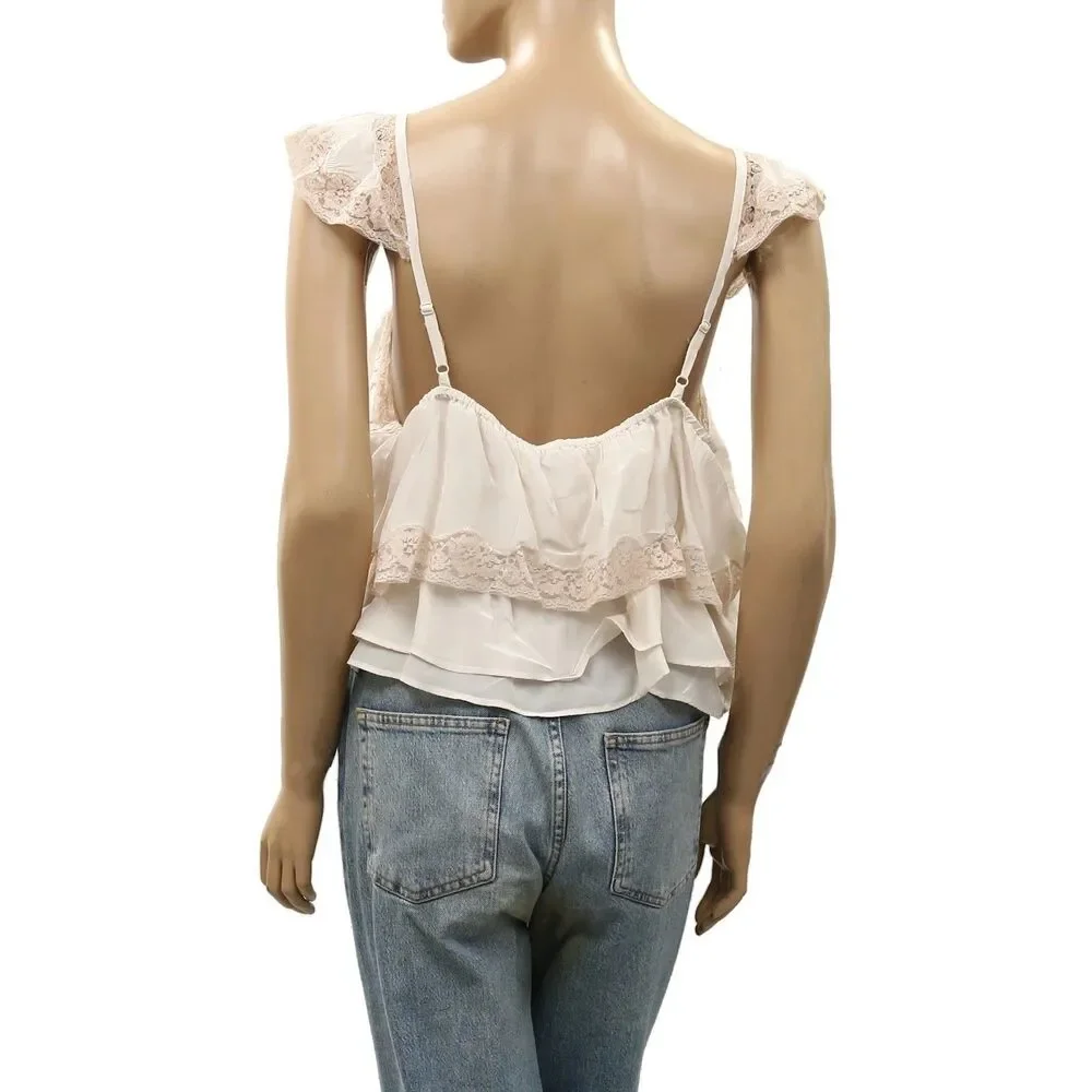 Intimately Free People How Sweet Is It Cami Blouse Top Lace Slip Trendy L 288548